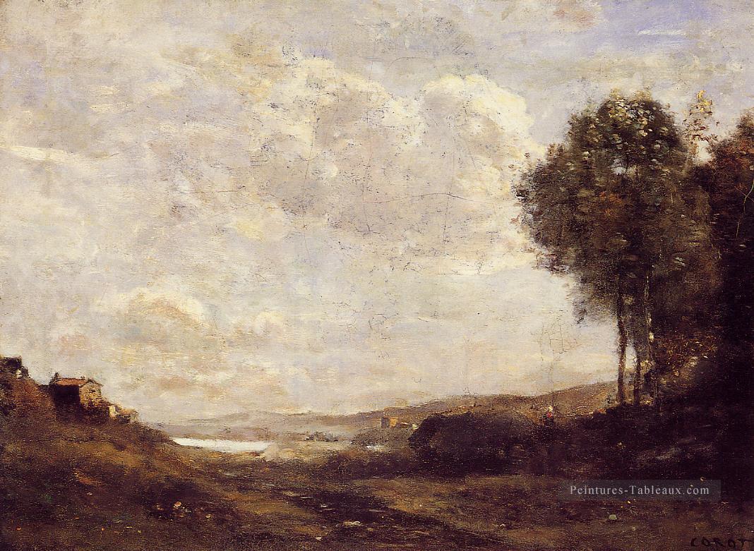 Paysage au bord du lac romantisme Jean Baptiste Camille Corot Peintures à l'huile